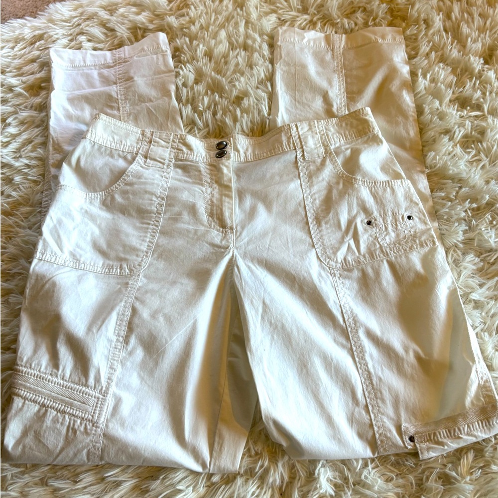 Chico’s  white cotton spandex cargo pants size small